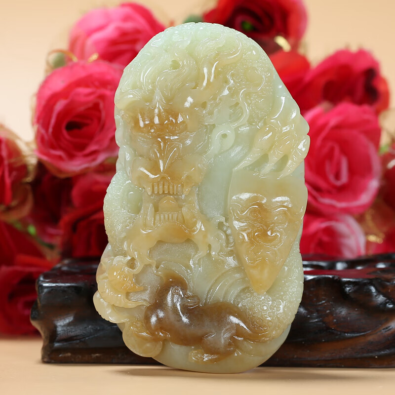 皇贵人苏州玉雕大师万子涵作品 和田玉新疆且末料望子成龙手把件礼品