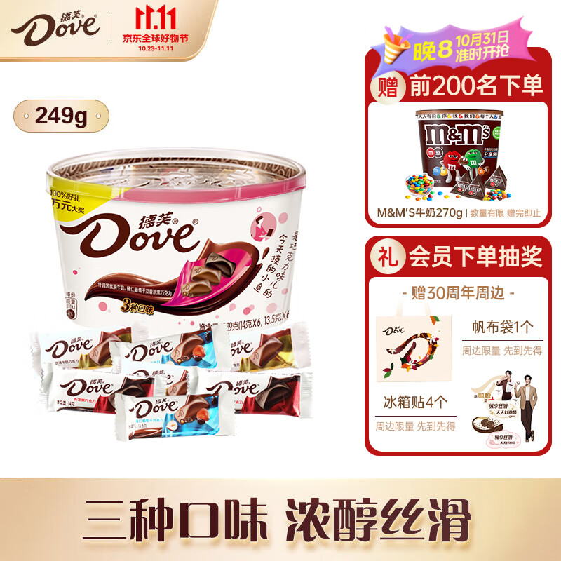 德芙（Dove）什锦混合碗装三种口味249g休闲小零食糖果巧克力礼物使用感如何?