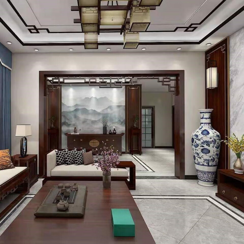 施韵令中式吊顶装饰线条新中式实木角花l线