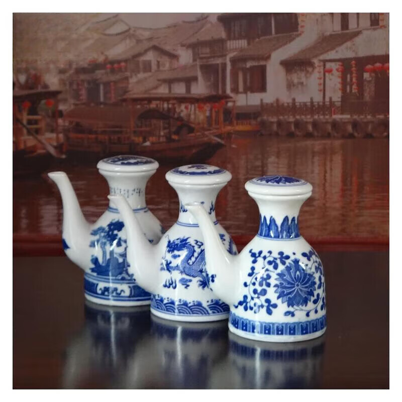 莎庭(sartill)景德镇陶瓷油壶 景德镇青花洋莲陶瓷器小酒瓶油壶白醋