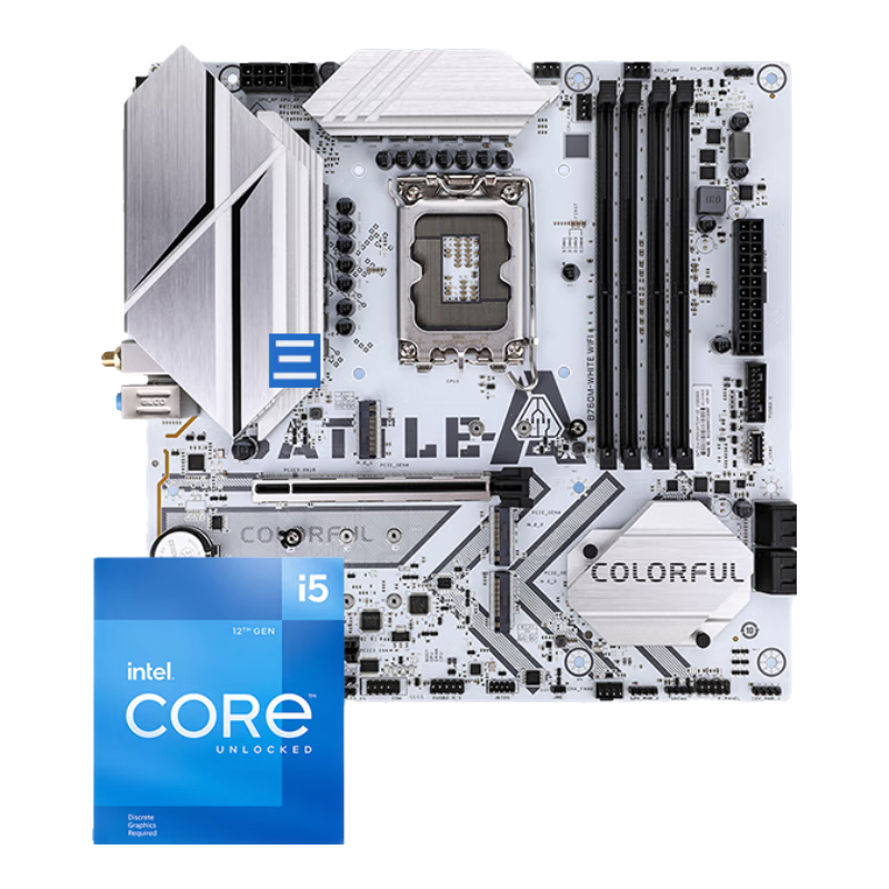 七彩虹 主板CPU套装 BATTLE-AX B760M-WHITE WIFI D4+英特尔 i5-12600KF CPU