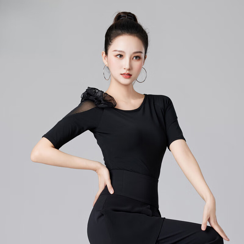 千易色拉丁舞上衣女新款国标摩登舞蹈练功服广场交易演出服装古特巴
