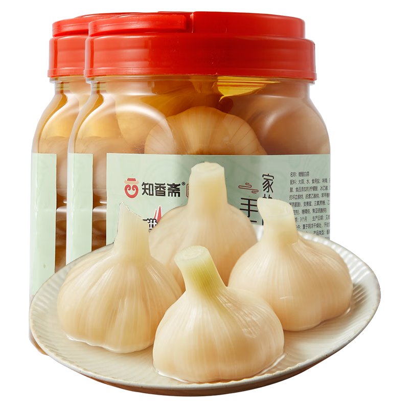 知香齋泡子姜醋泡姜芽山東醋泡仔姜嫩姜芽生姜子姜即食姜芽新鮮下飯咸菜 糖蒜頭凈含量1000g*2瓶