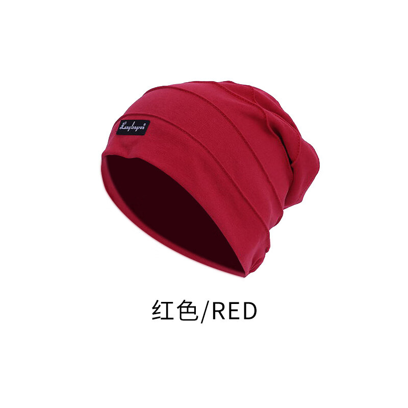 加绒保暖月子帽包头睡帽新款透气棉质帽户外运动加厚保暖帽子 红色