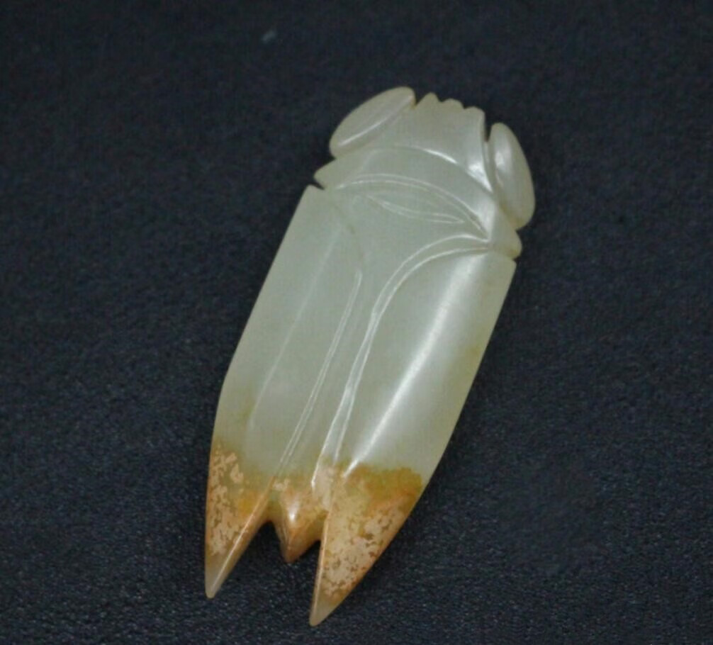 xcl玉蝉仿古老岫玉玉蝉挂件汉八刀玉蝉吊坠岫玉一鸣惊人玉知了 惊人玉