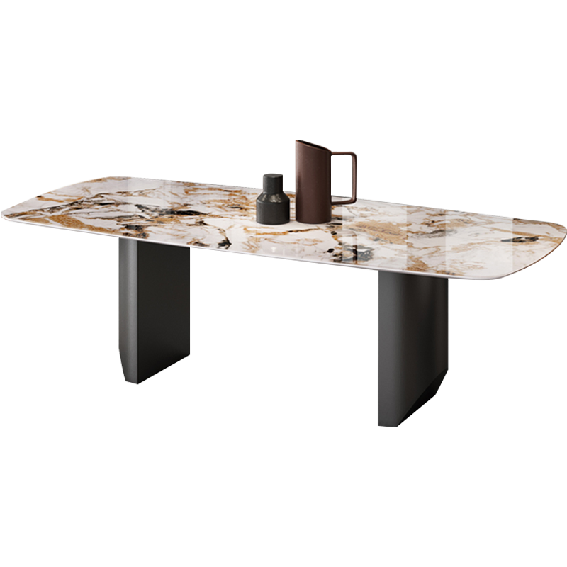 麦纪 餐桌 意式轻奢进口亮光岩板餐桌椅组合现代简约家用餐厅吃饭桌子长方形 1.4*0.8米单岩板餐桌 单餐桌