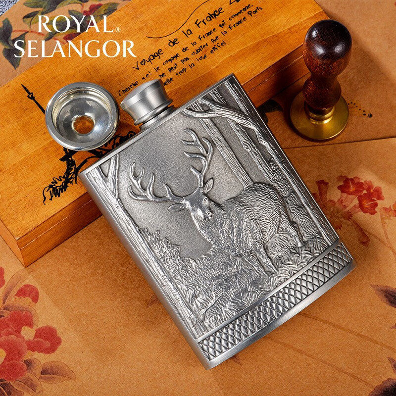 皇家雪兰莪雄鹿随身小酒壶 手工锡制酒壶 工艺礼品礼物 雄鹿随身小酒壶
