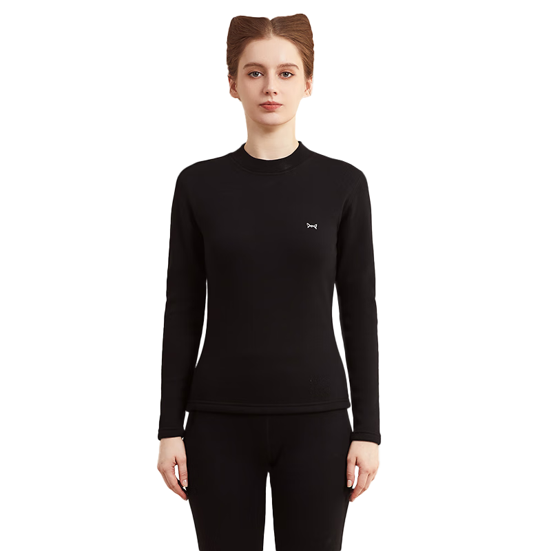 猫人【山羊绒加绒加厚】女士保暖内衣女中领套装护膝秋衣秋裤秋防寒男