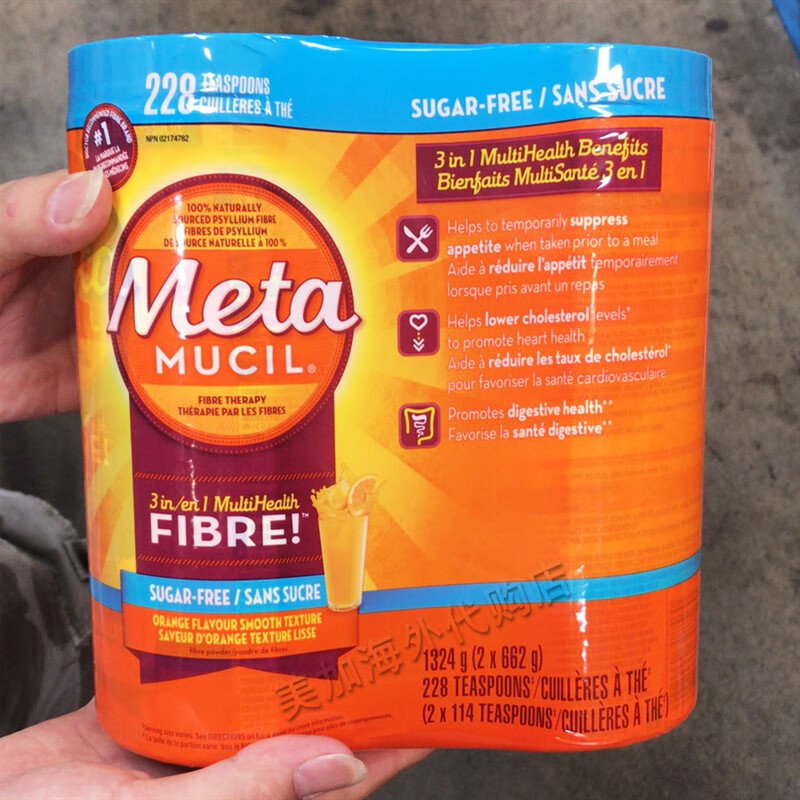 加拿大meta mucil美达施膳食纤维素粉橙子味662g114次 662g一瓶装