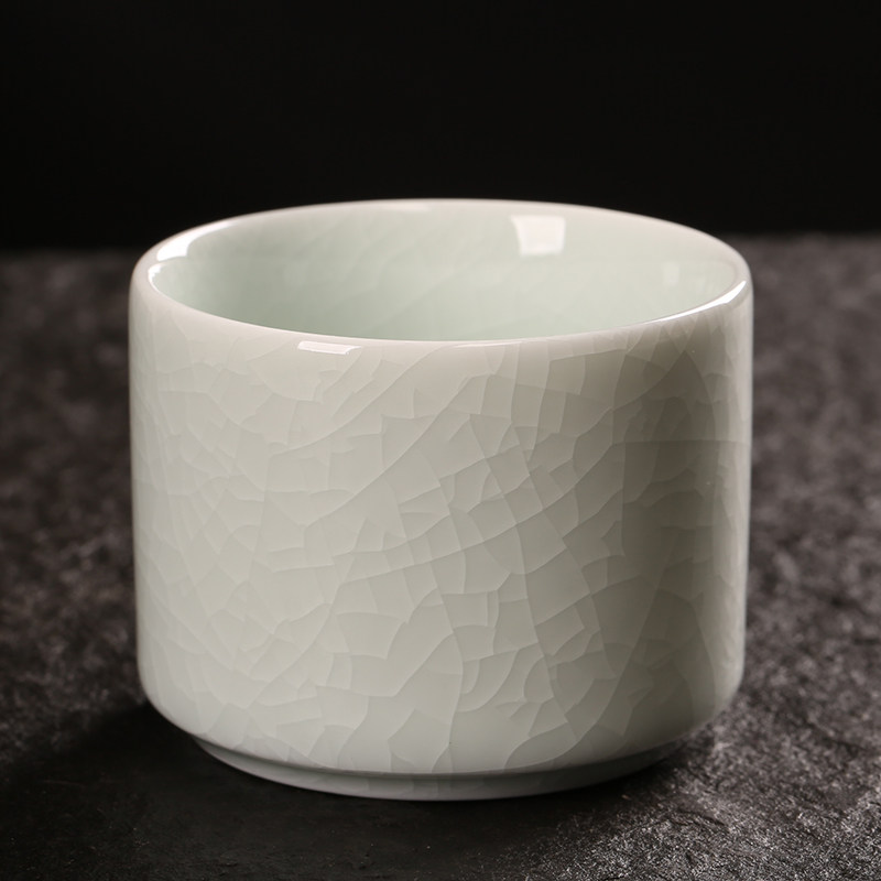 枳亲茶具主人杯汝窑汝窑杯陶瓷冰裂釉主人杯单杯女茶杯单 汝窑直桶杯