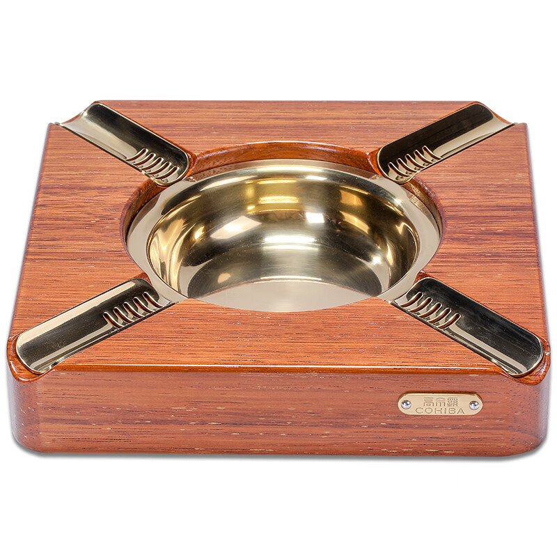 高希霸雪茄烟灰缸印茄木四槽办公室客厅用大口径烟灰缸 高希霸雪茄专用烟灰缸