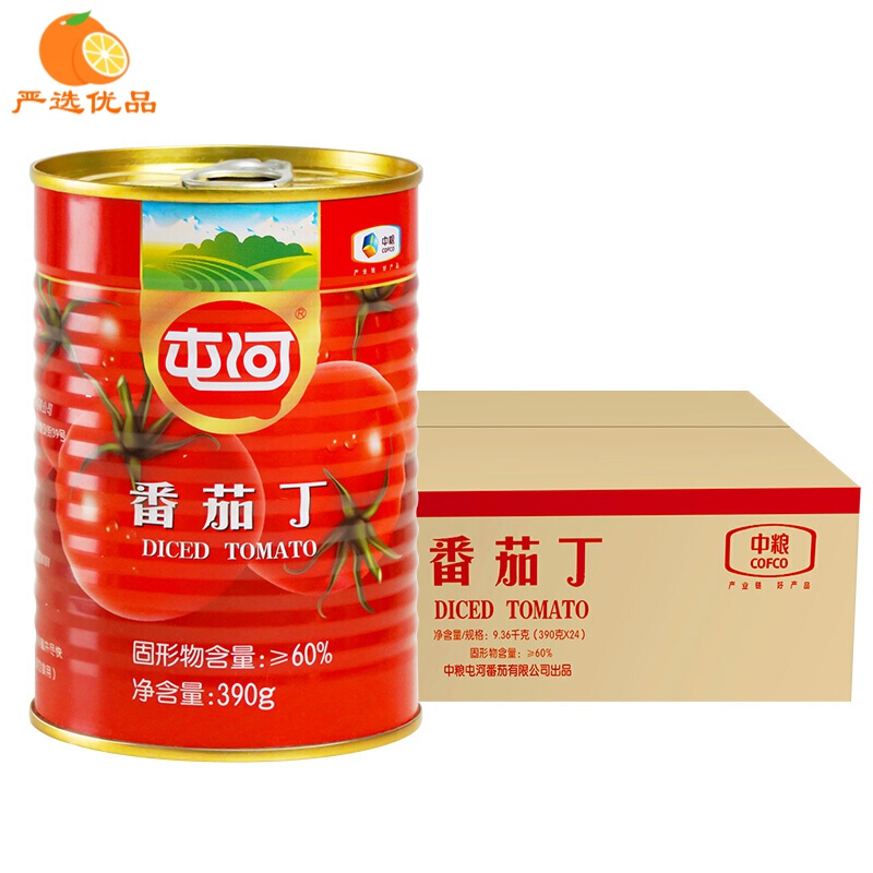 屯河番茄丁390g*12罐蔬菜罐头食品酱类炒菜调料调味品