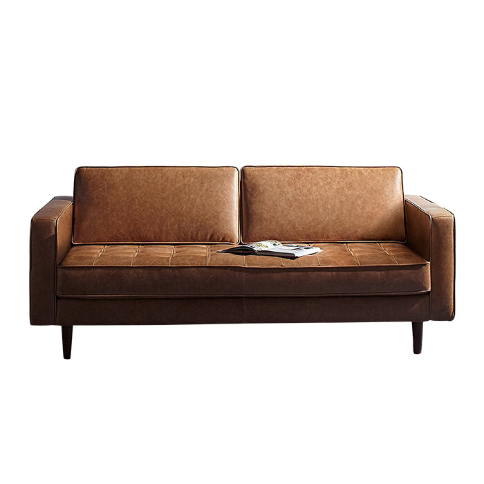 小户型客厅整装美式乡村北欧风格双人三人位办公室皮沙发组合 驼色