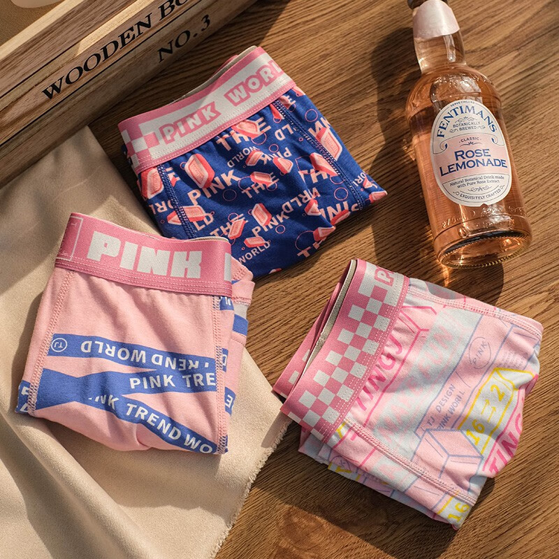 zackwearzackwear纯棉粉色男士内裤粉趣味潮流平角裤送男友送老公个性