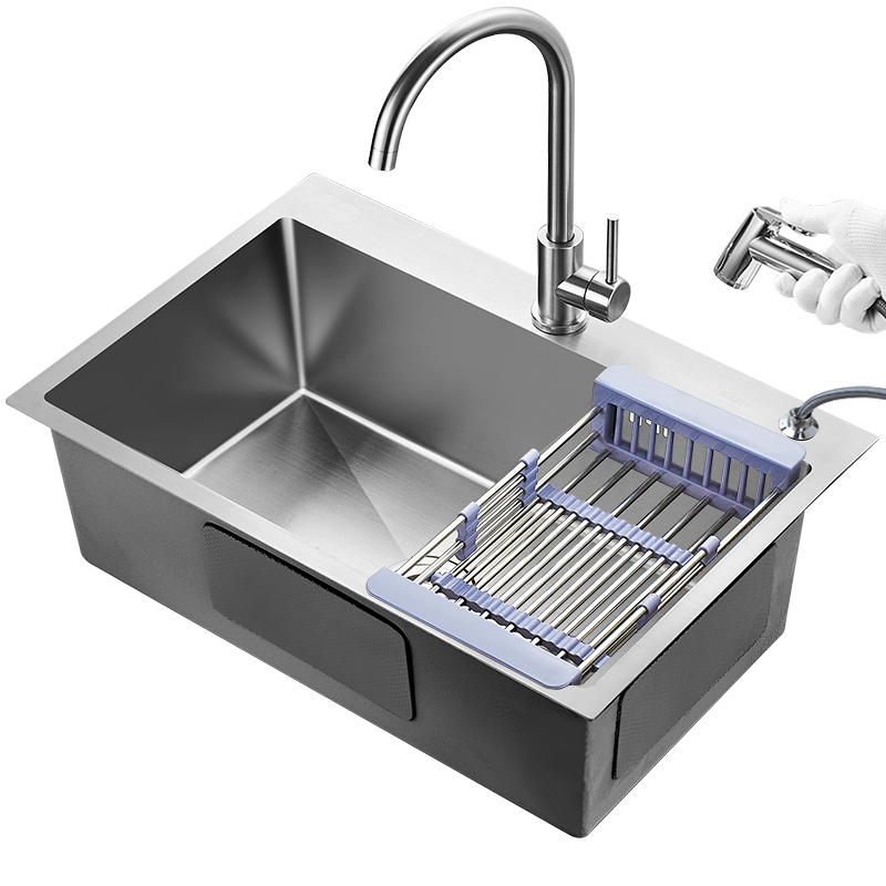 304不锈钢龙头手工加厚水槽洗碗池 大容量单槽洗菜盆  Z-02458