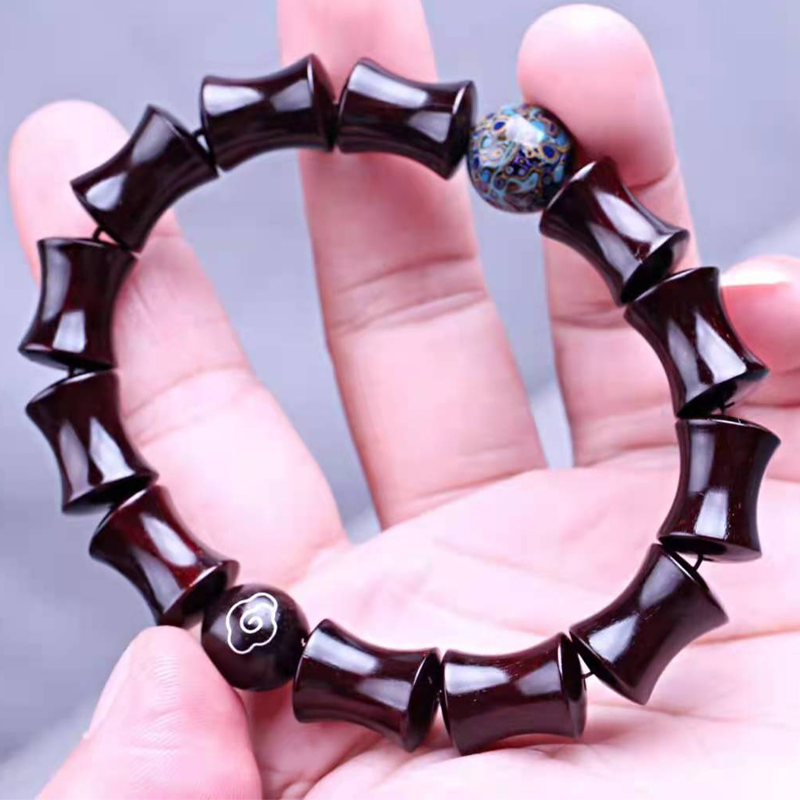 仙引 小叶紫檀竹节珠时尚手串女士佩戴佛珠礼品 祥瑞款1.5*1.