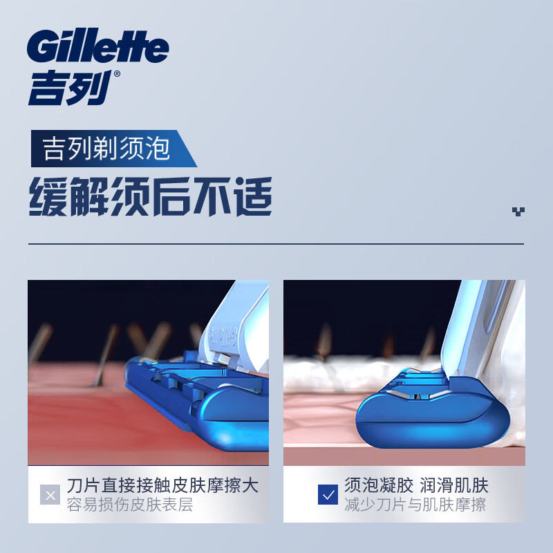 吉列剃须泡沫清新柠檬型剃须泡210gx3剃须刀手动刮胡子泡沫