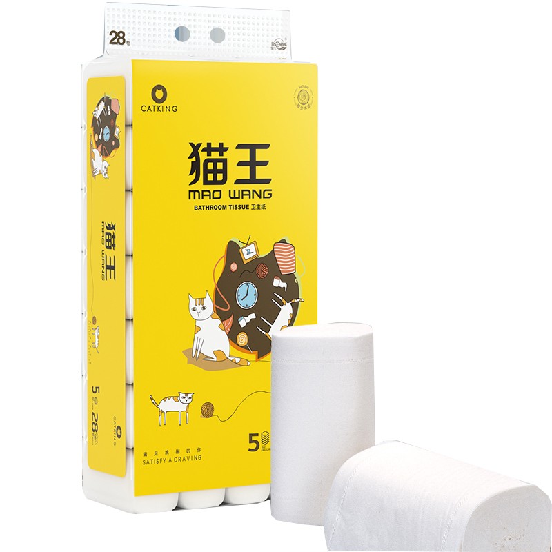 猫王（maowang）家庭装 5.8斤共28卷猫王卫生纸原生木浆 厕纸家用半年装五层加厚