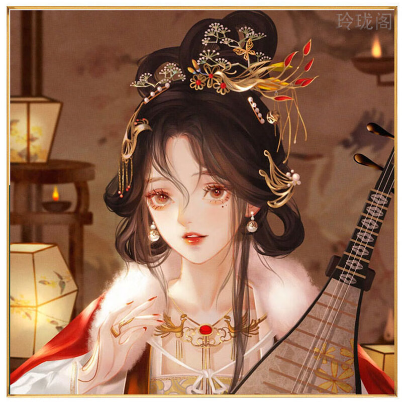 妙普乐数字油画中国风 diy数字油画填充简单古风人物手工动漫卡通油彩