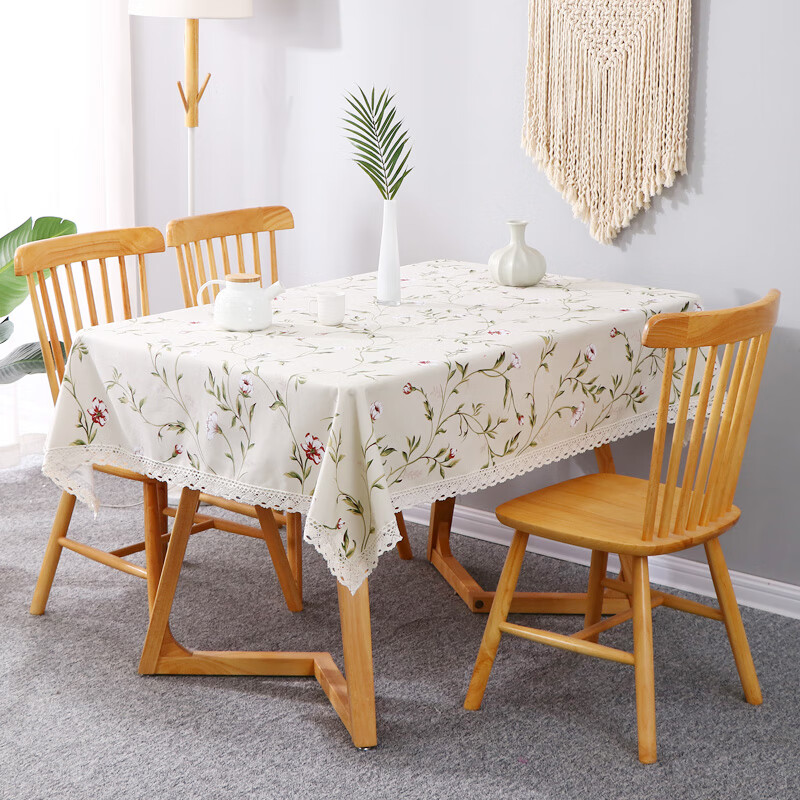 巧林儿圆桌布家用美式风小清新ins碎花餐桌防水茶几布咖啡桌布小圆桌布 春意悠然米色(TPU防水防油款) 110*110cm适用于60cm以内用