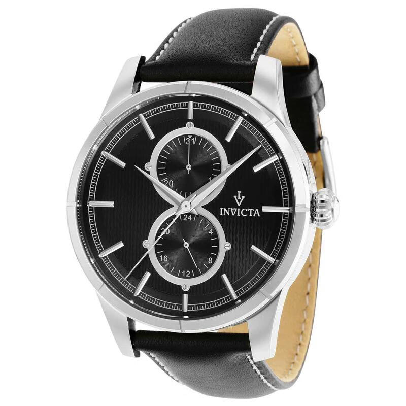 invicta英弗他手表 vintage系列商务休闲皮带黑盘石英防水男表腕表 in
