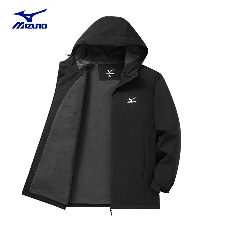 美津浓 MIZUNO 户外夹克男连帽梭织印花透气情侣锋衣外套上衣高性价比高么？