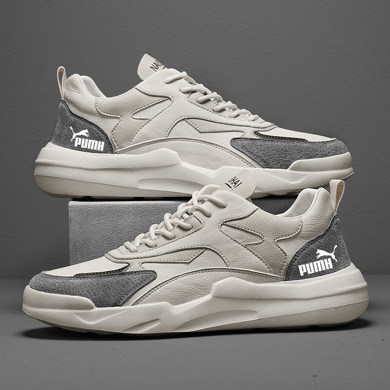 轻奢男鞋秋冬季新款软底运动板鞋男加绒棉鞋男百搭增高休闲鞋子男 米灰色 40 京东折扣/优惠券