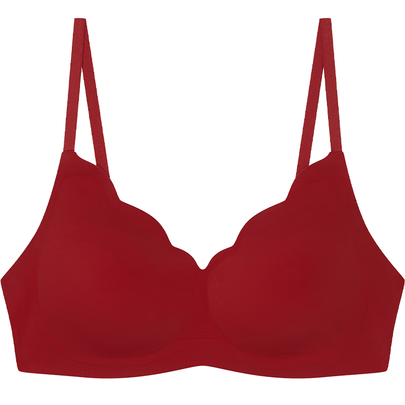 ubras虞书欣同款小花瓣杯软支撑性感内衣女聚拢文胸无钢圈胸罩 【钻石纱升级款】丝绒红色-背心 M 75A/75B/75C