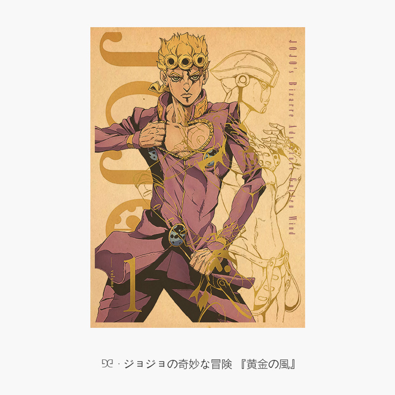 冒险海报动漫周边牛皮纸黄金之风茸茸布姐宿舍房间墙报 乔鲁诺乔巴纳