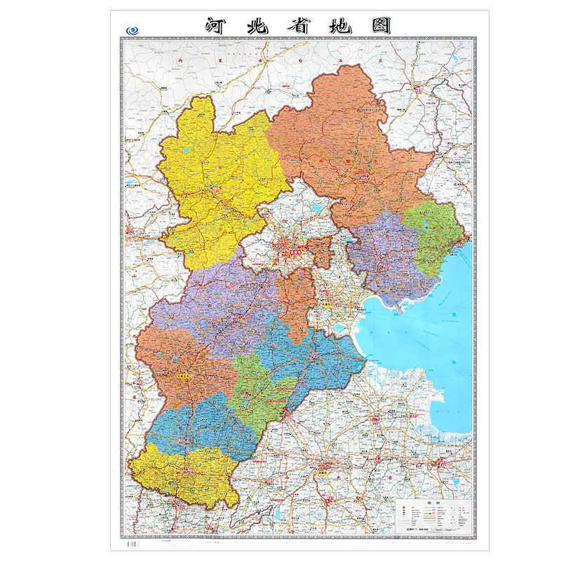 2023年新版大尺寸106*76厘米墙贴防水高清政区交通地图 河北省地图