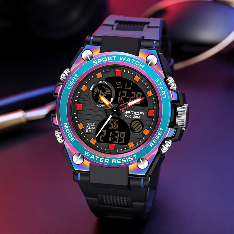 佰时顿(basid) 手表男学生运动防水多功能初高中青少年电子表校园夜光