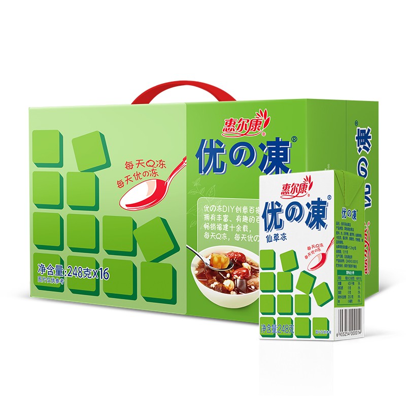 惠尔康 烧仙草 凉粉 饮料 优的冻(仙草冻) 清凉饮品 248g*16盒 整箱 礼盒装 送礼