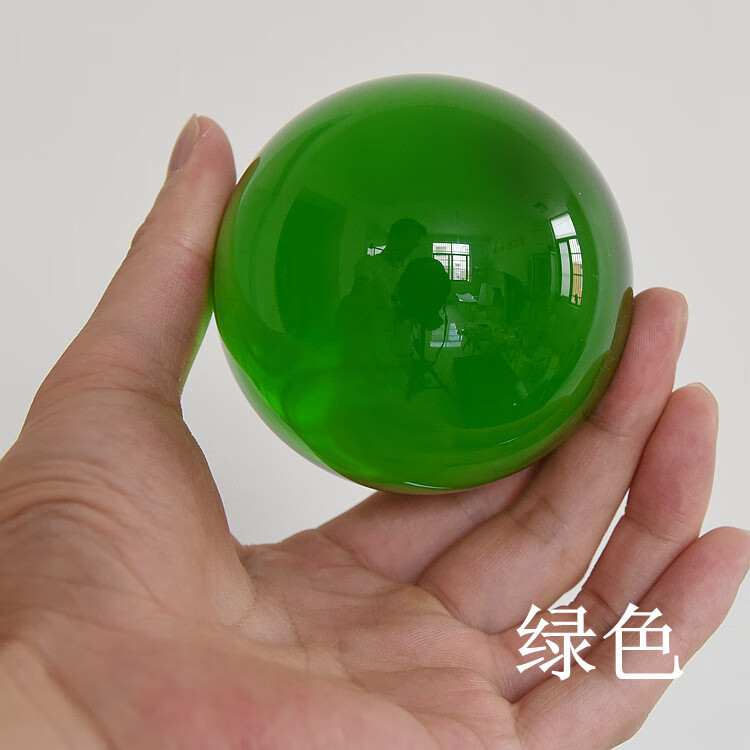 透明水晶球摆件粉色彩色玻璃球宝石儿童过家家礼物 绿色 直径30mm光球