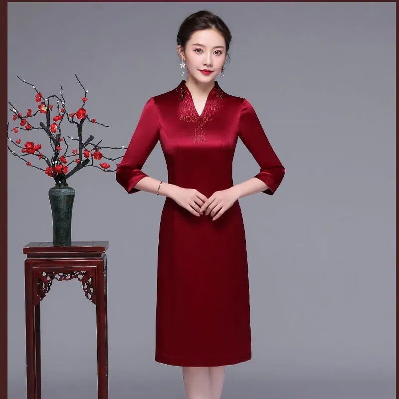 喜婆婆婚宴高贵喜庆服装婚礼妈妈装高档礼服春夏大码气质中年妈妈装