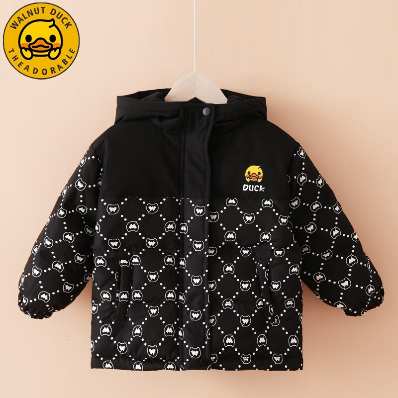 WALNUT DUCK小黄鸭儿童冬季加厚连帽童装上衣新款保暖冬装羽绒服外套潮FK915 黑色 120（建议身高115-125cm）使用感如何?