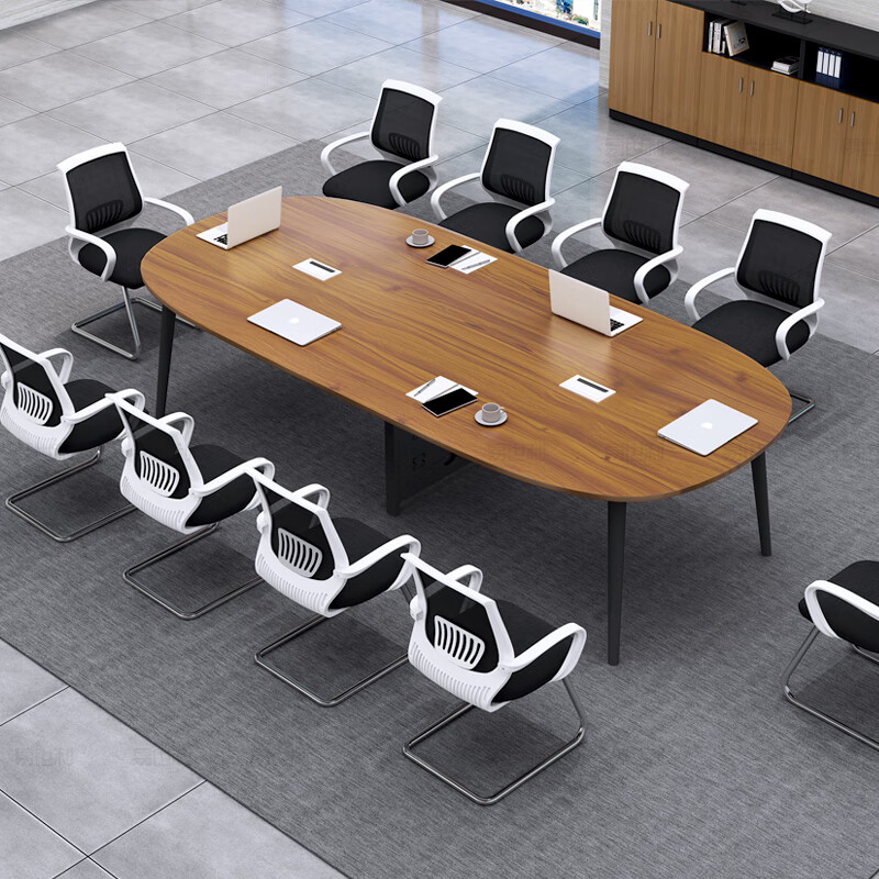 出写小会议桌6人椭圆形会议桌长桌简约现代小型会议室办公桌子培训桌6