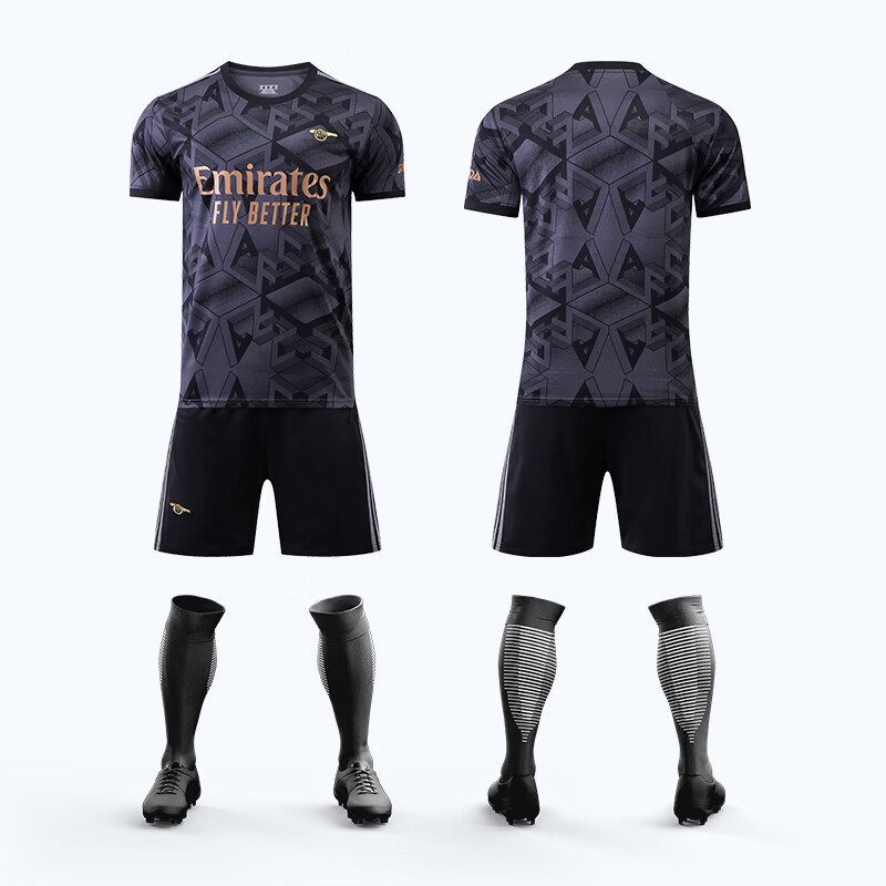 巴喜万2223赛季力阿森纳球衣黑金足球服套装男主客场长队服定制 22_23