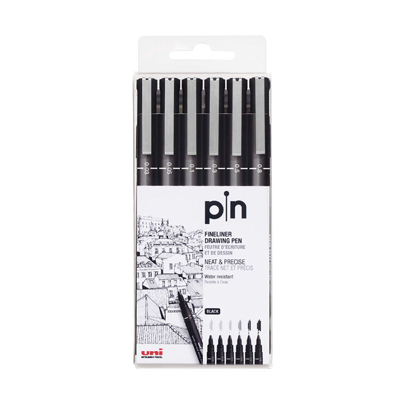 uni���⣨uni��ˮ�Ի�ͼ��ܱ� PIN-200�����������������߱ʹ��߱ʺ�ɫ 6֧��װ 42.34Ԫ