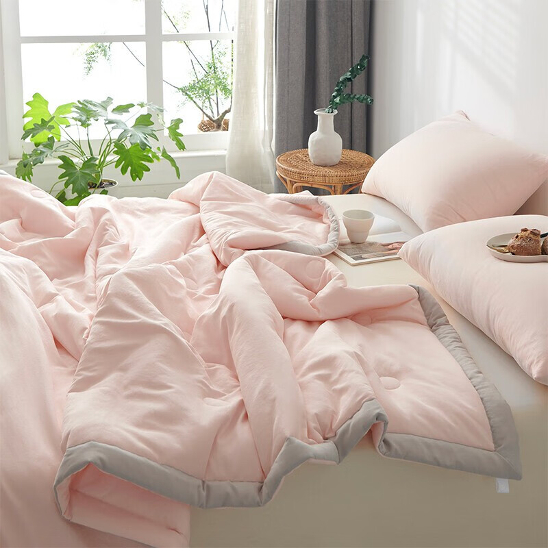 多喜爱家纺可水洗空调被大豆纤维夏薄被可机洗夏凉被夏被床上用品 亲肤水洗面20%大豆纤维夏被(粉) 120*150cm 0.9米床