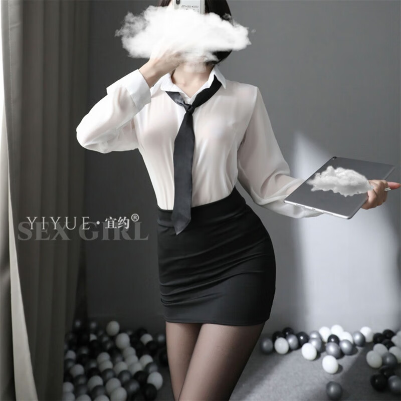 宜约紧身包臀秘书办公室制服女教师半身裙套装 白色衬衫 短裙 内裤