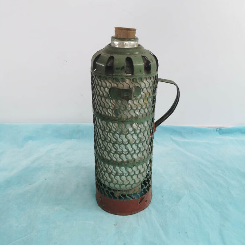 老物件古玩 怀旧物件 民俗怀旧收藏老物件老竹子暖瓶老保温瓶绿铁皮