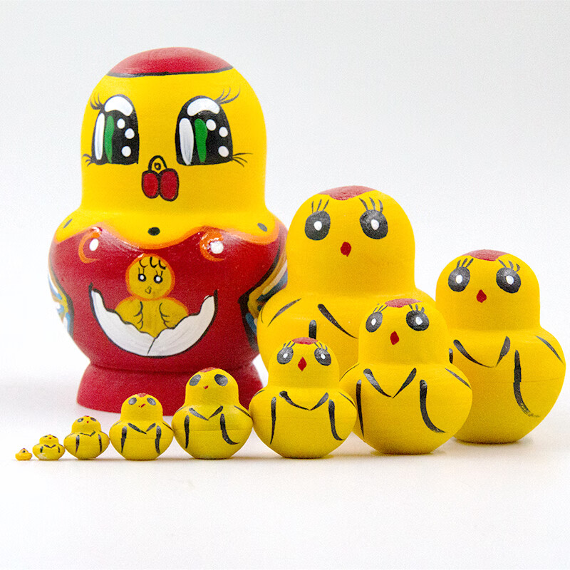 BURJUMAN俄罗斯套娃10层 小小黄鸡手工制作儿童玩具创意摆件节日礼物