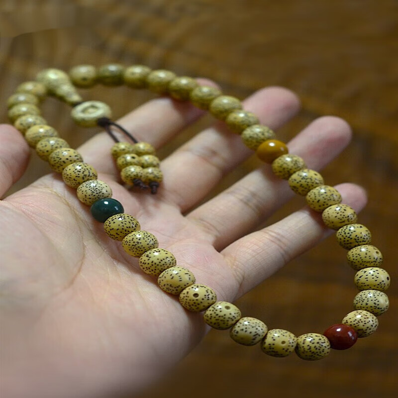 黛丝美海南星月菩提籽36颗手持圆桶珠手串阿拉善男女款鸡油黄10/11