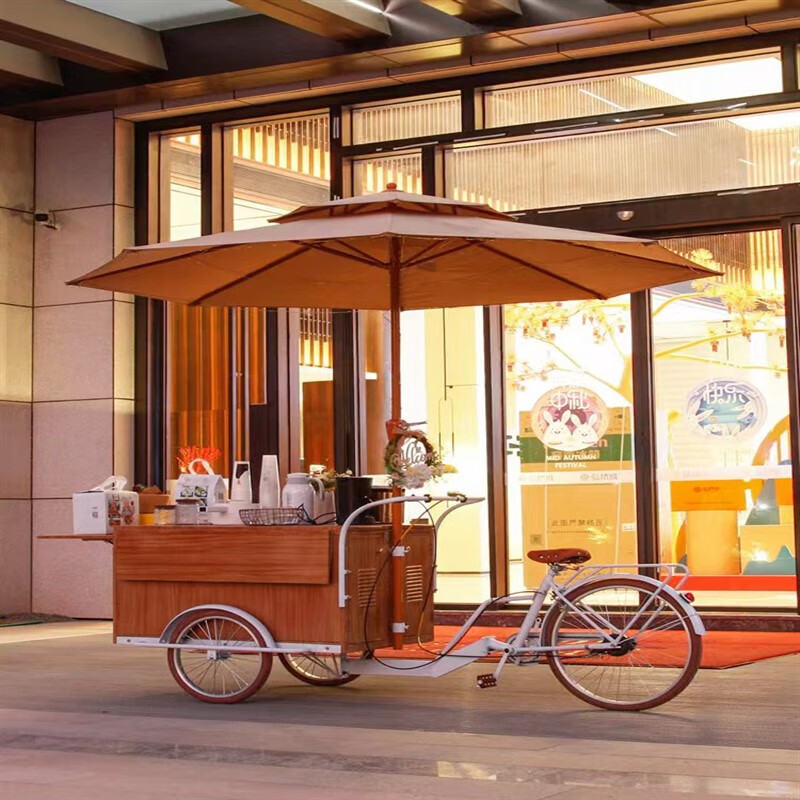 PURIXTAR景區(qū)美食車移動餐車擺攤夜市商場小吃車戶外促銷實木紋三輪車現(xiàn)貨 車架 官方標配