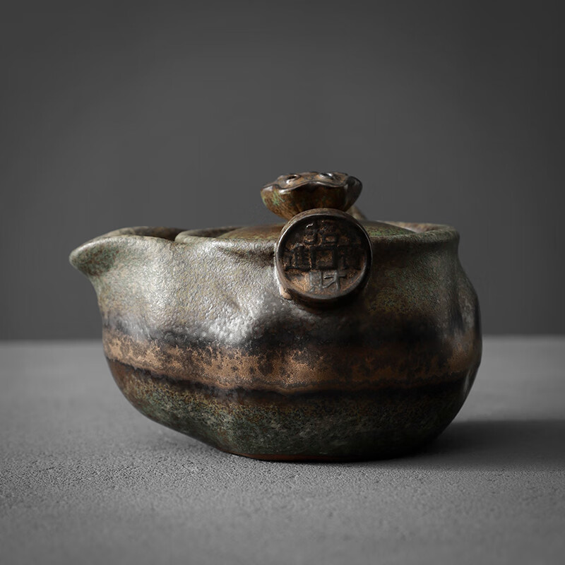 夕陌中式复古粗陶手抓壶志野柴烧宝瓶茶壶单壶窑变茶具泡茶壶盖碗家用
