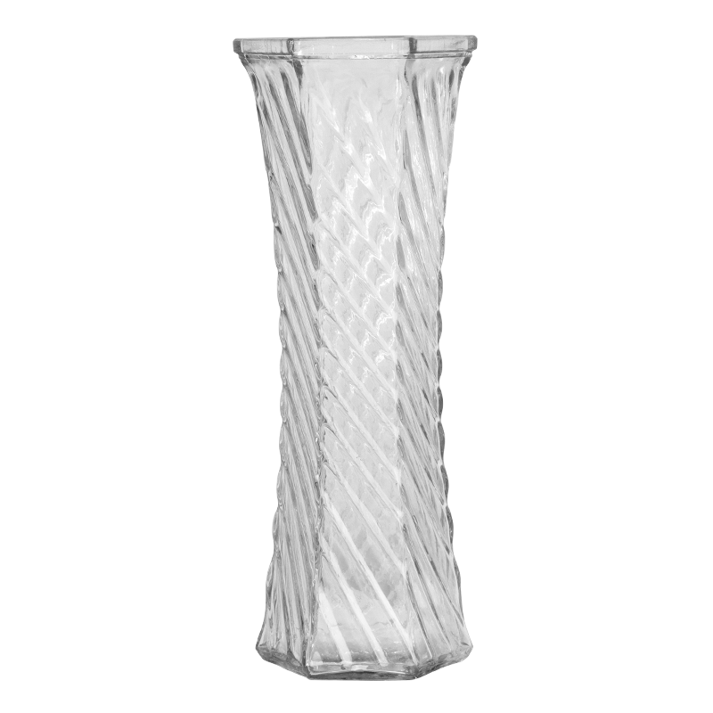 盛世泰堡 玻璃花瓶透明水养植物插花瓶富贵竹百合玫瑰水培容器大花瓶客厅桌面摆件 六角斜纹款29cm100022264766