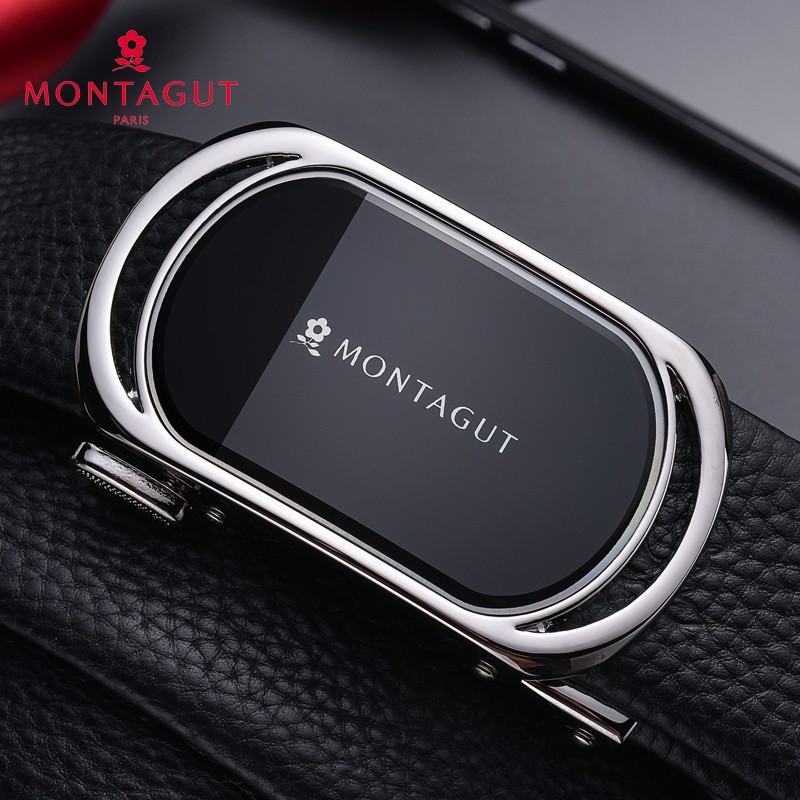 梦特娇(montagut)皮带男自动扣头层牛皮商务腰带礼盒装男士休闲潮裤带