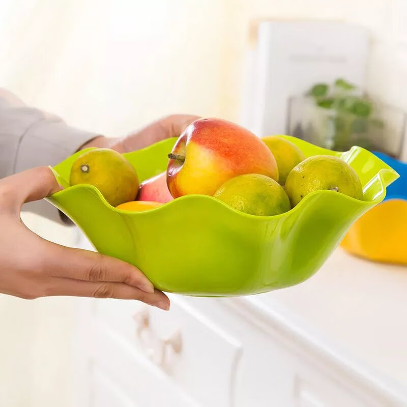 【现发】大号荷叶边水果盘家用厨房客厅创意瓜子干果茶几果盆零食 3个 荷叶边果盘【颜色混发】