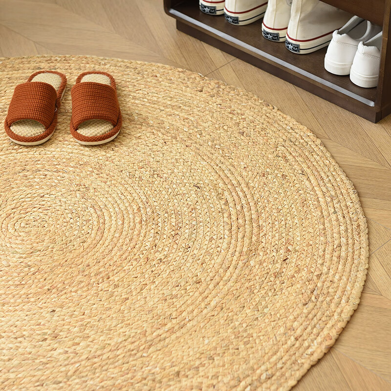 妙普乐麻绳地毯草编地垫卧室圆形客厅日式茶几手工水草藤编织服装店