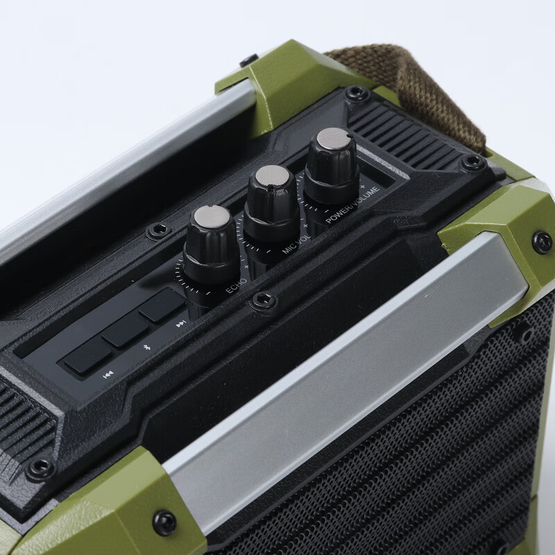 DREAMWAVE君伍蓝牙音响 摇滚王S家用户外广场舞演出支持电吉他电吹管乐器长续航无线k歌高品质音箱 军绿色【音箱+双麦麦克风+托盘】